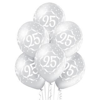 Ballons 25 ans de mariage argent - Décoration noces d’argent