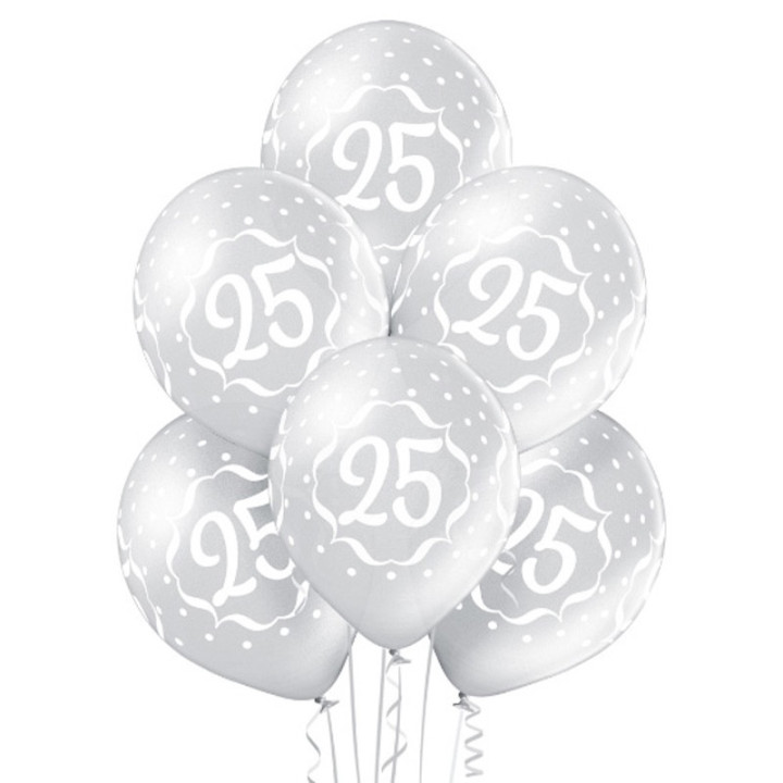 Ballons 25 ans de mariage argent - Décoration noces d’argent