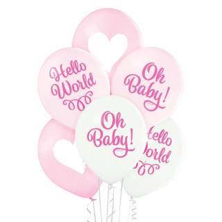 Ballons Oh baby girl rose - Décoration baby shower fille