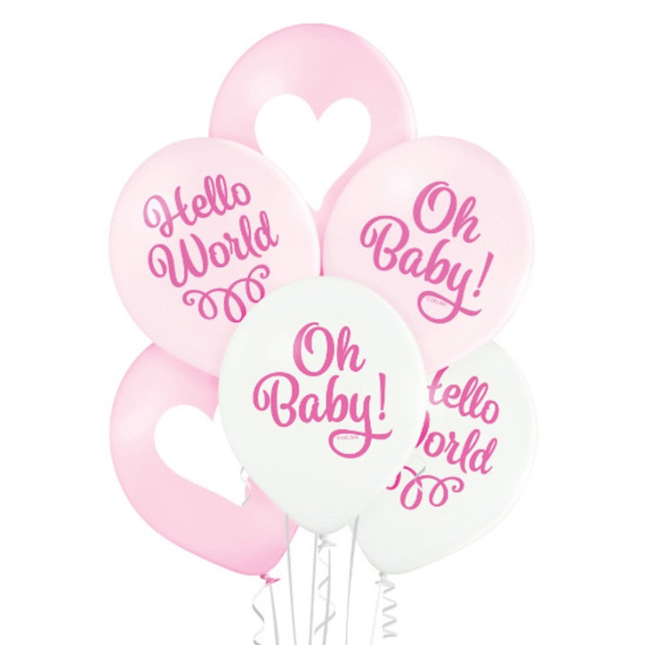 Ballons Oh baby girl rose - Décoration baby shower fille