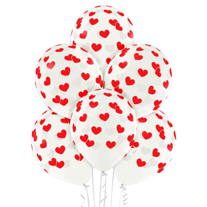 Ballons coeurs rouges x6 - Décoration Saint Valentin