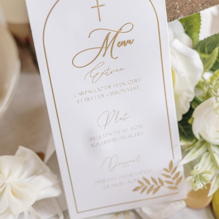 Menus Pureté x10 - Décoration de table communion
