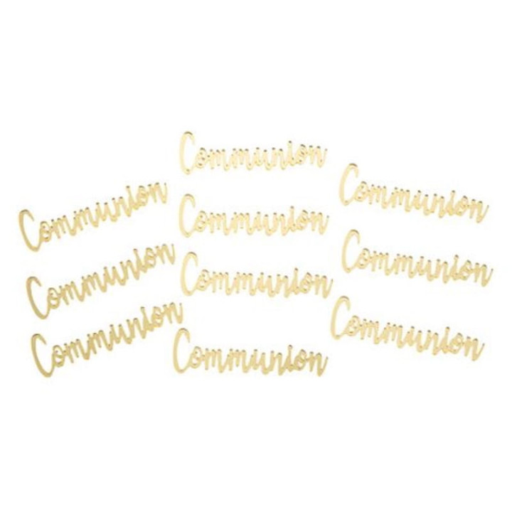Mots Communion plexiglas or - Décoration de table