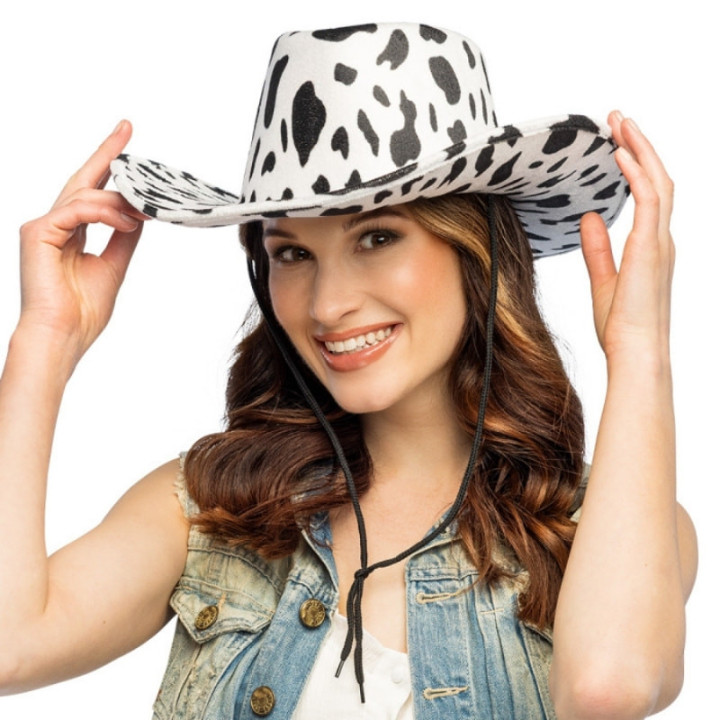 Chapeau cowboy imprimé vache - Costume western fête
