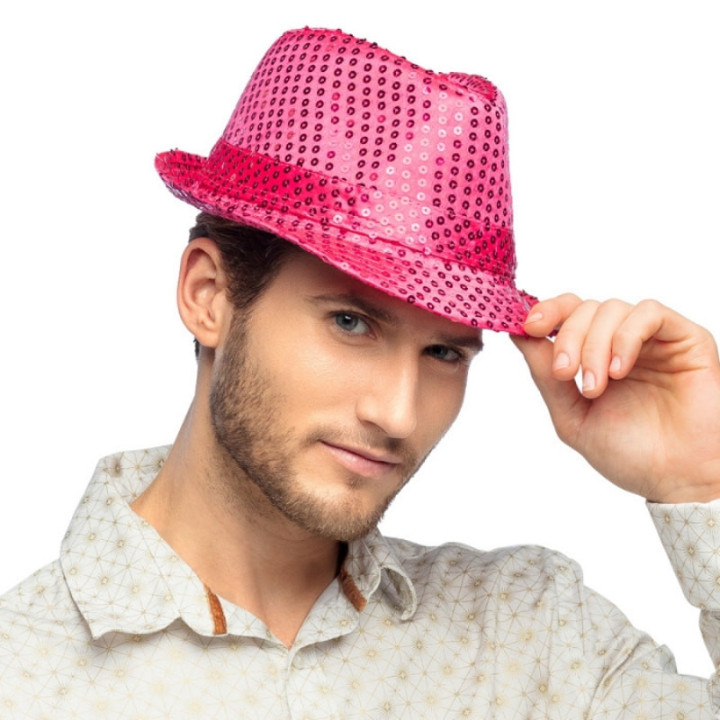 Chapeau borsalino sequins - Déguisements et accessoires