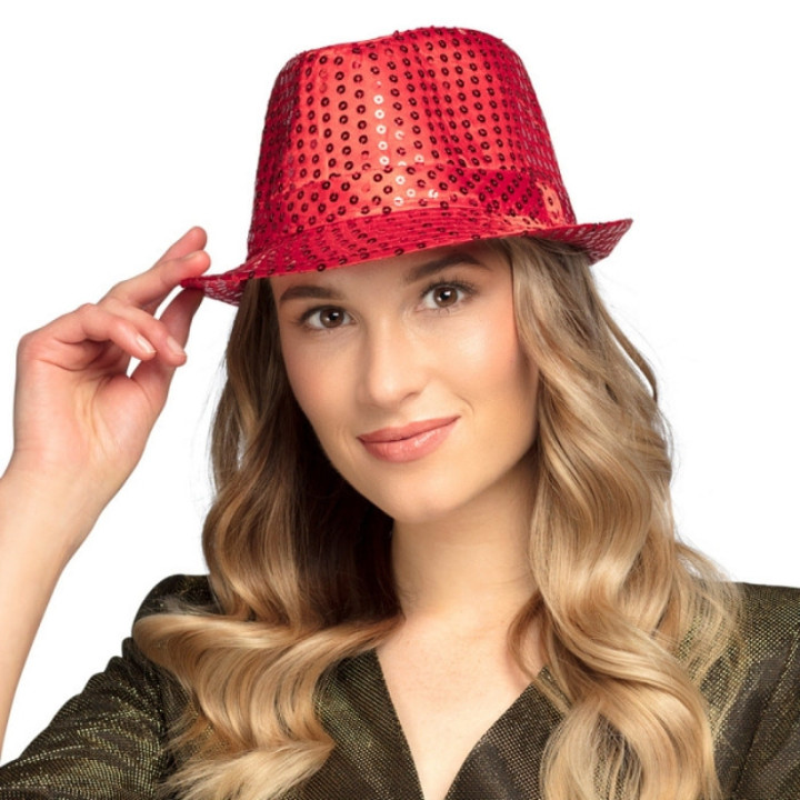 Chapeau borsalino sequins - Déguisements et accessoires