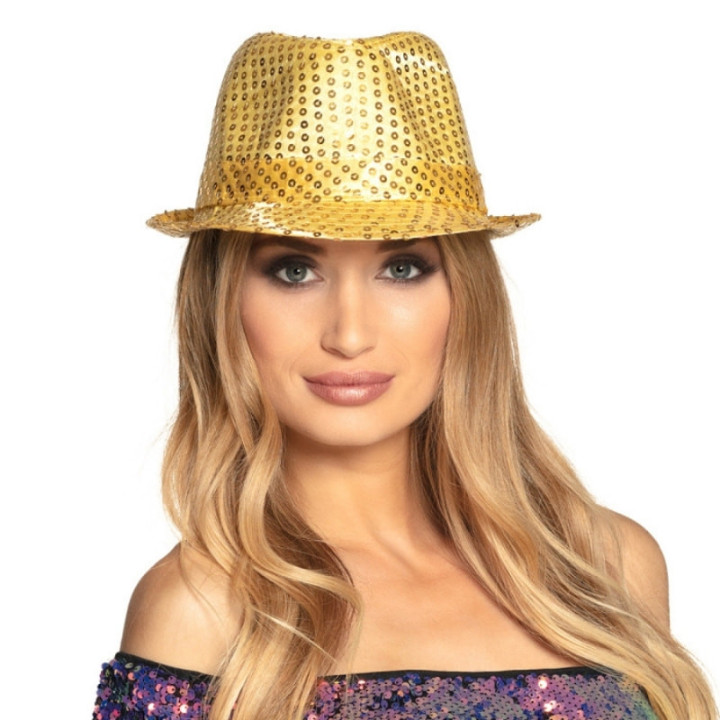 Chapeau borsalino sequins - Déguisements et accessoires