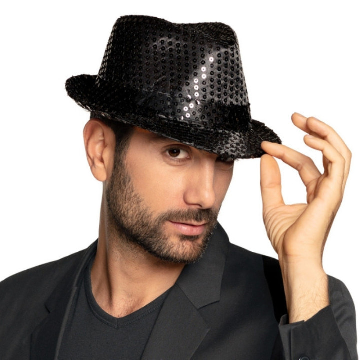 Chapeau borsalino sequins - Déguisements et accessoires