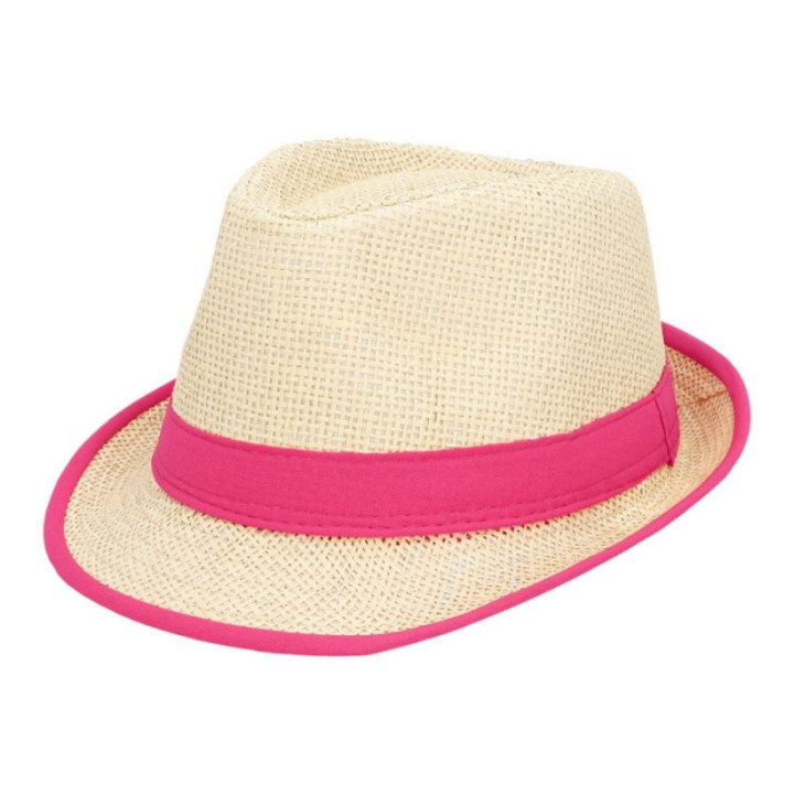 Chapeau paille borsalino bandeau coloré - Accessoire fête