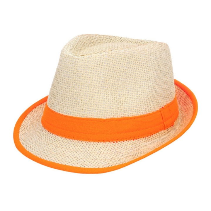 Chapeau paille borsalino bandeau coloré - Accessoire fête