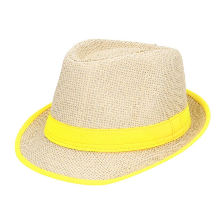 Chapeau paille borsalino bandeau coloré - Accessoire fête