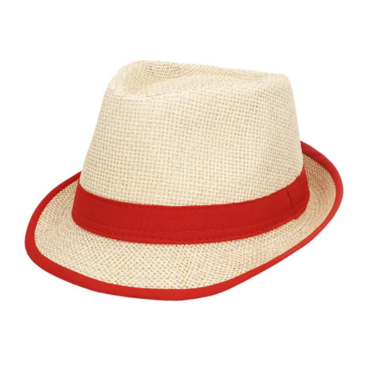 Chapeau paille borsalino bandeau coloré - Accessoire fête