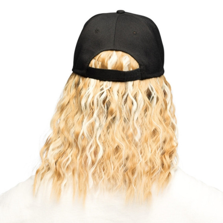 Casquette noire cheveux blonds - Accessoire déguisement fête