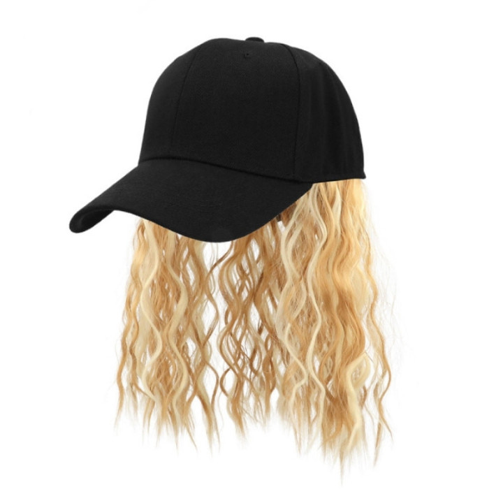 Casquette noire cheveux blonds - Accessoire déguisement fête