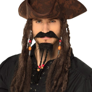 Barbe et moustache pirate noire - accessoire déguisement