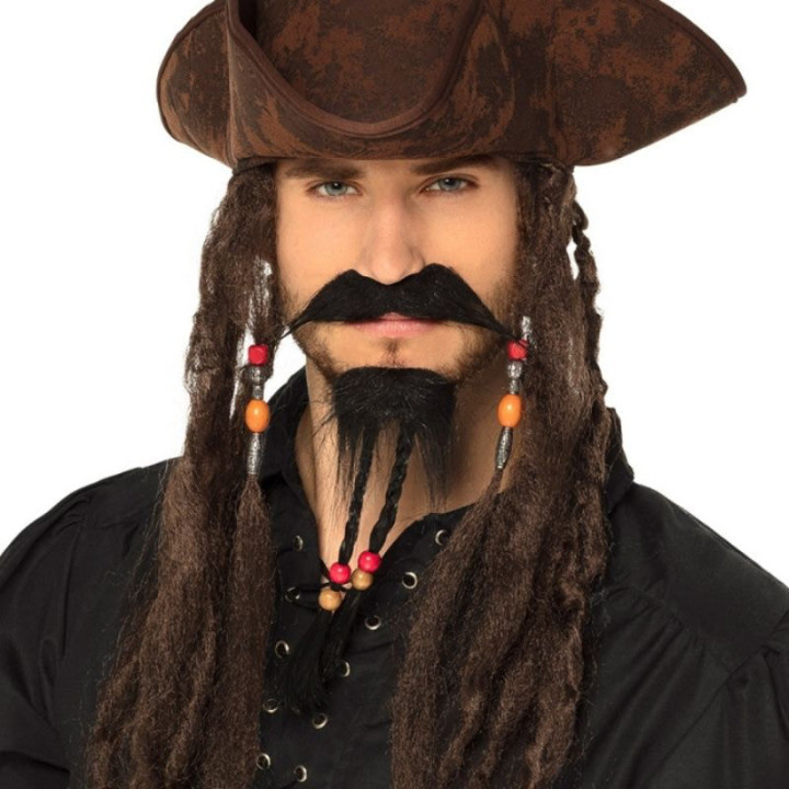 Barbe et moustache pirate noire - accessoire déguisement