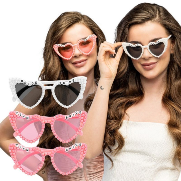 Lunettes cœur perles Bride Team Bride x3 - EVJF