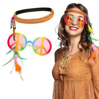 Set hippie bohème adulte lunettes et bandeau - années 70