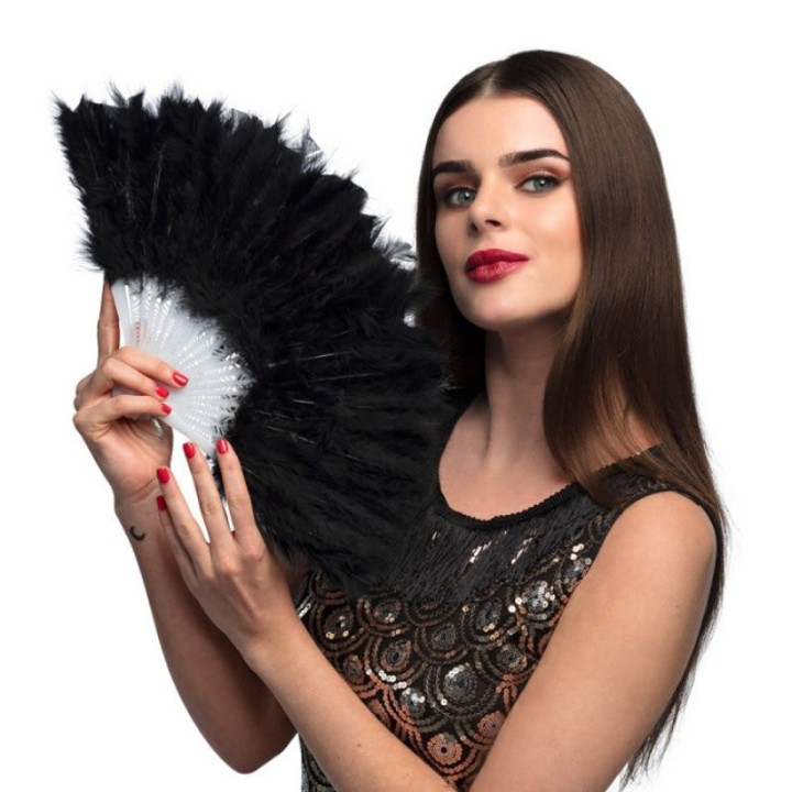 Éventail à plumes - Accessoire cabaret