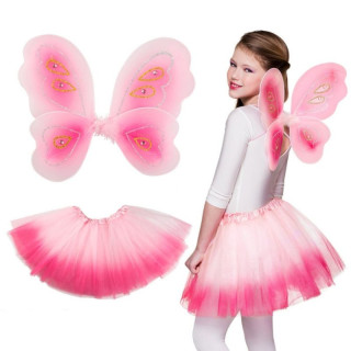 Set enfant fée rose tutu et ailes - Déguisement féerique