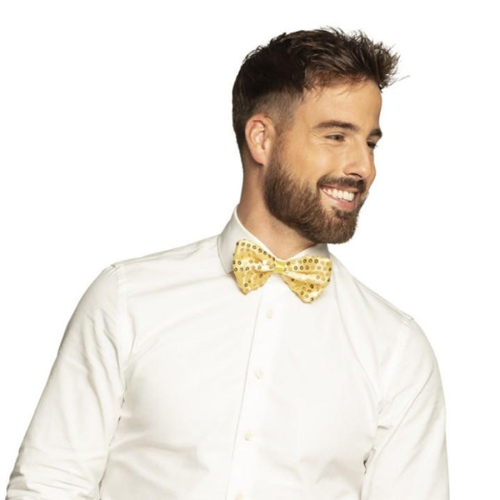 Nœud papillon sequins or ou argent - Accessoire fête