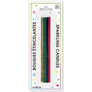 Bougies étincelantes x18 - Décoration gâteau anniversaire