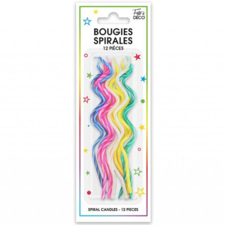 Bougies spirales x12 - Décoration gâteau anniversaire