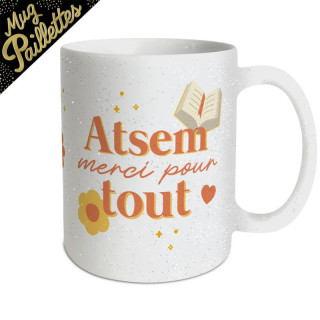 Mug pailleté ATSEM Merci pour tout - Cadeau ATSEM