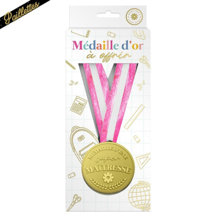 Médaille d’or Maîtresse - Cadeau fin d’année scolaire