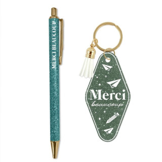 Coffret Merci Beaucoup porte-clés et stylo - Idée cadeau