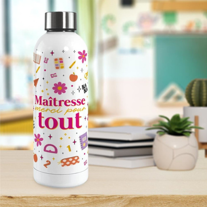 Gourde isotherme Maîtresse Merci pour tout - Cadeau maîtresse