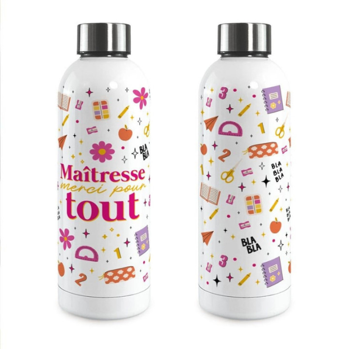 Gourde isotherme Maîtresse Merci pour tout - Cadeau maîtresse