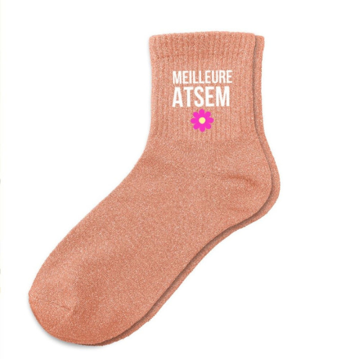 Chaussettes à paillettes Meilleure ATSEM - Idée cadeau