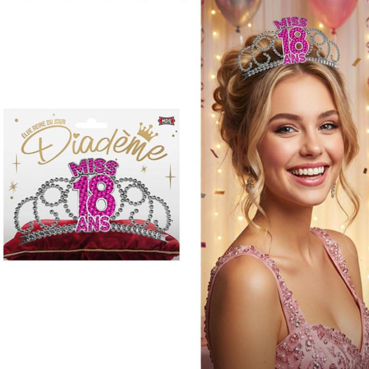 Diadème Miss fuchsia  - Accessoire anniversaire