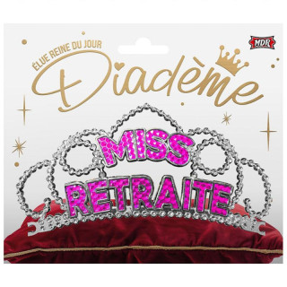Diadème Miss Retraite fuchsia - Accessoire fête retraite
