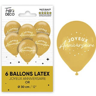 6 Ballons Joyeux anniversaire - Décoration fête