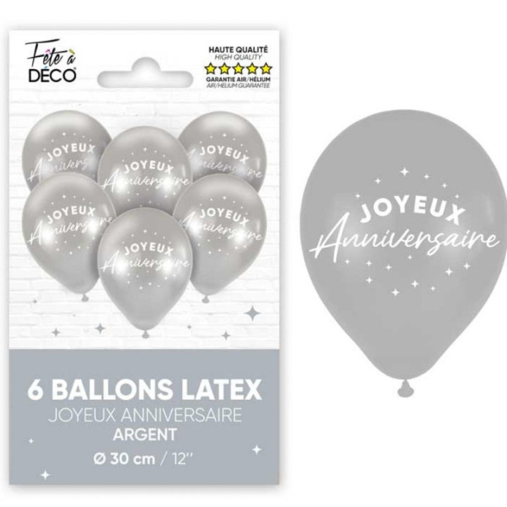 6 Ballons Joyeux anniversaire - Décoration fête