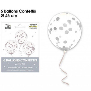 Ballons confettis x6 - Décoration de fête