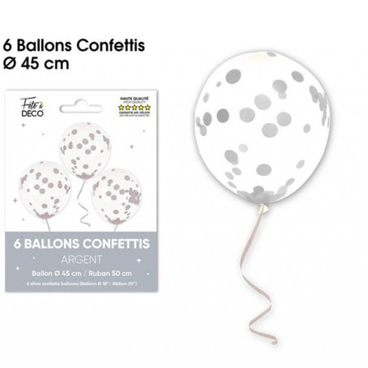 Ballons confettis x6 - Décoration de fête