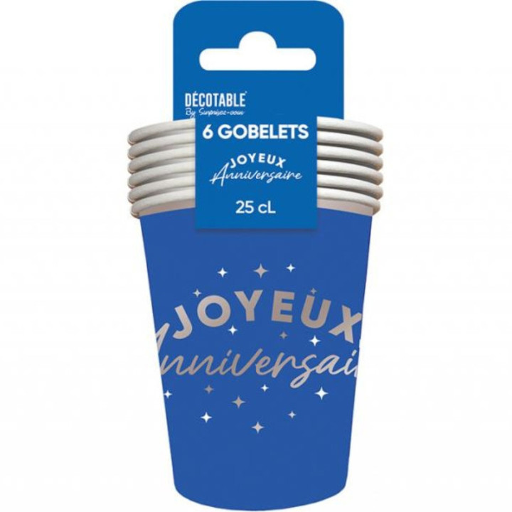 Gobelets carton Joyeux anniversaire - Articles de fête