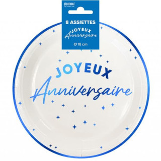 Assiettes carton Joyeux anniversaire - Décoration de table