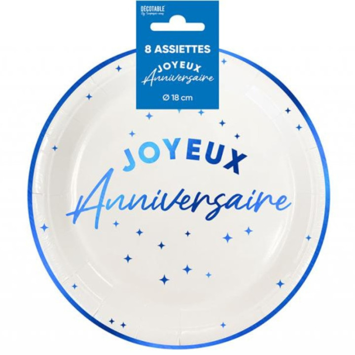 Assiettes carton Joyeux anniversaire - Décoration de table