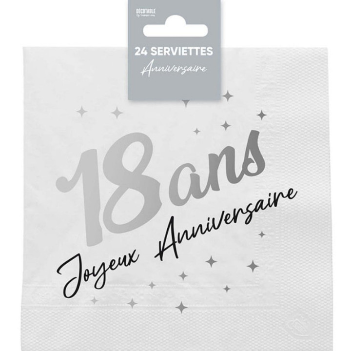 Serviettes Joyeux Anniversaire âge - Décoration de table