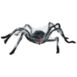 Araignée et toile 80 cm animée - Décoration Halloween sonore