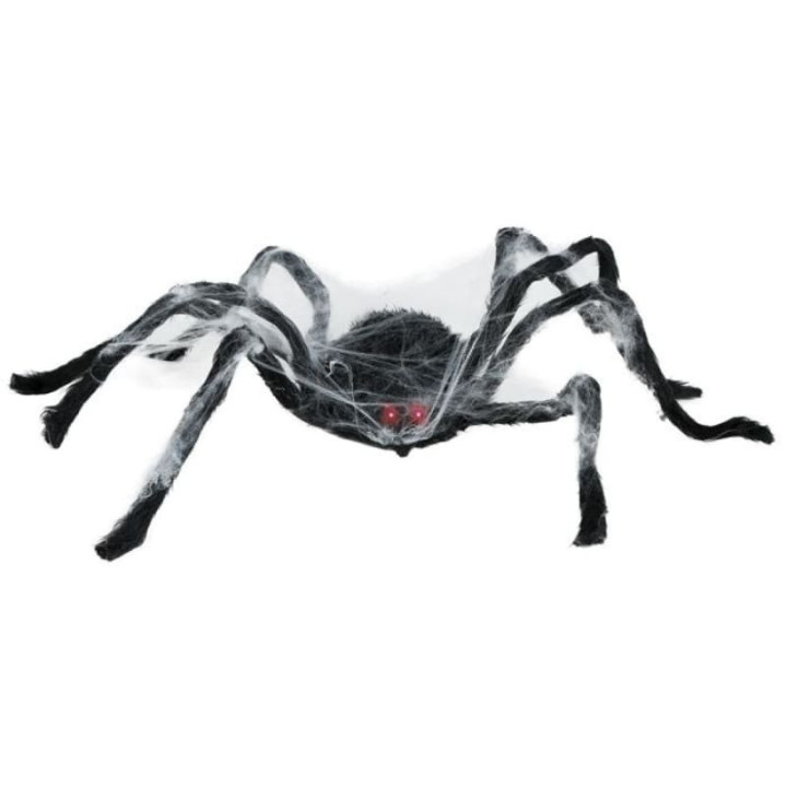 Araignée et toile 80 cm animée - Décoration Halloween sonore