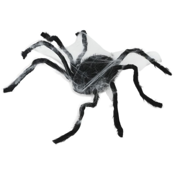 Araignée et toile 80 cm animée - Décoration Halloween sonore