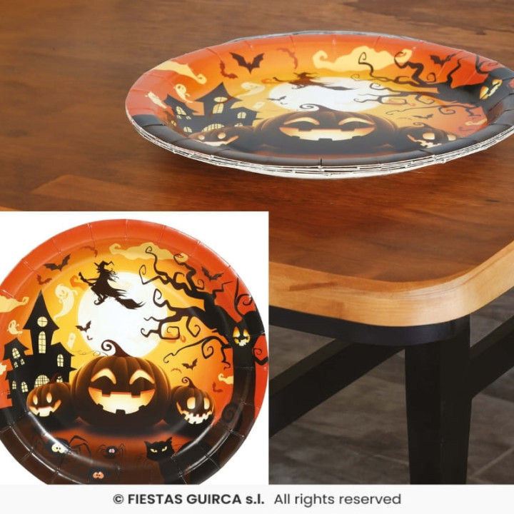 Assiettes citrouille x6 - Vaisselle jetable Halloween