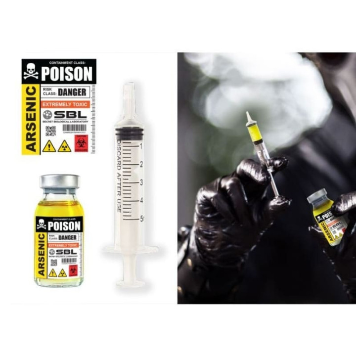 Bouteille de poison et seringue - Accessoire décoration Halloween