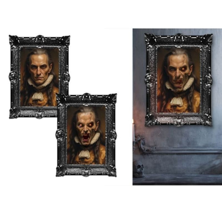 Cadre holographique vampire 35 x 48 cm - Décoration Halloween