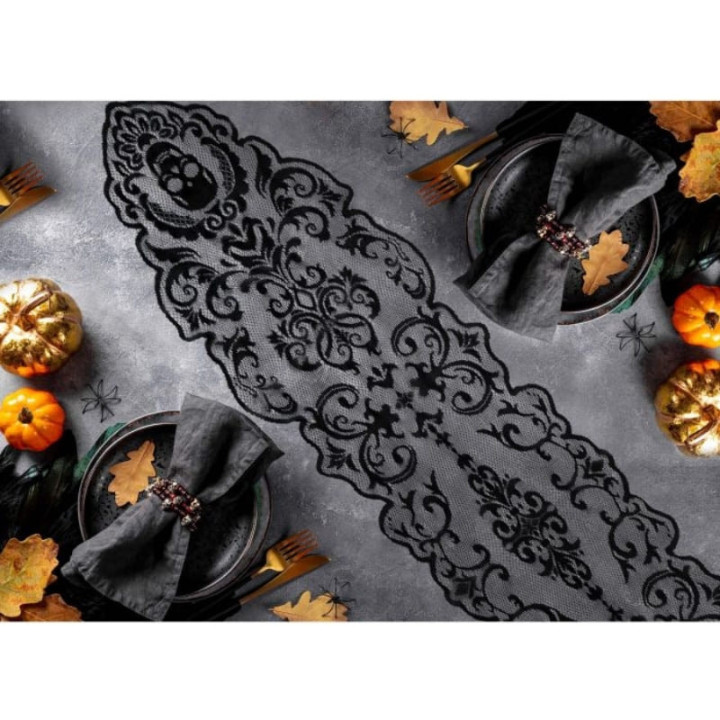 Chemin de table tête de mort 35 x 180 cm - Décoration de table Halloween